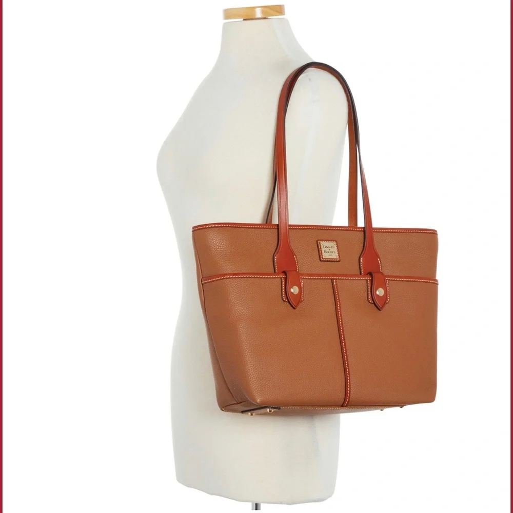 Dooney & Bourke Pebble Grain Double Pocket Tote - Caramel - Picture 4 of 6